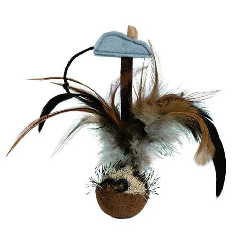 Volant Culbuto Avec Souris Peluche 15 Cm Pour Chat