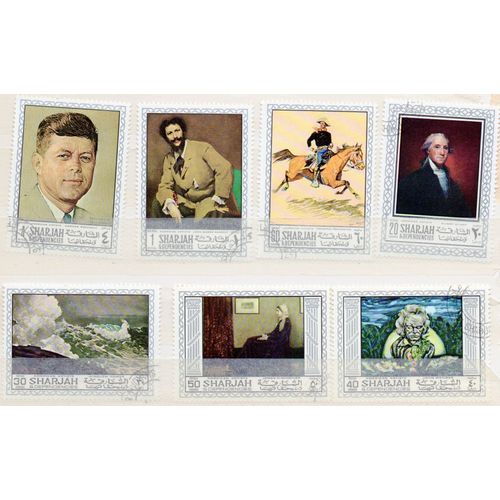 Sharjah- Série De 8 Timbres Oblitérés- Tableaux De Peintres Américains