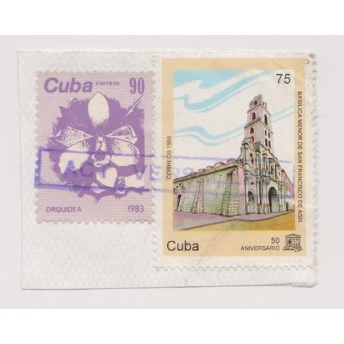 Timbre Cuba Orchidée Eglise