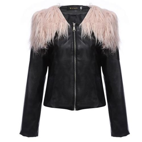 Blouson Épaule Fausse Fourrure Rose Txl/42