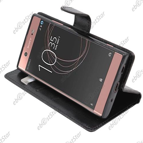 Ebeststar ® Pour Sony Xperia Xa2 Ultra, Xa2 Ultra Dual (2018) - Housse Coque Etui Portefeuille Support Folio Simi Cuir, Couleur Noir [Dimensions Precises De Votre Appareil : 163 X 80 X 9.5 Mm, Écran 6'']