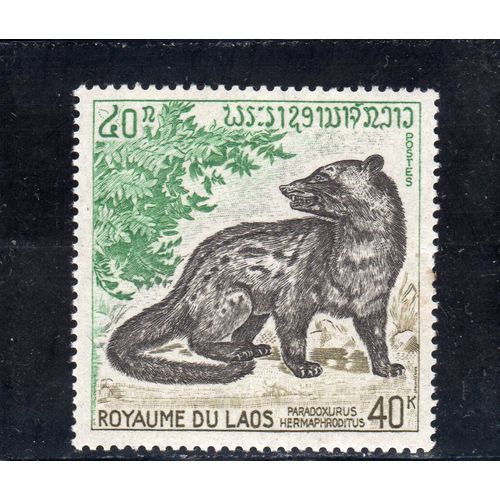 Timbre-Poste Du Laos (Civette)