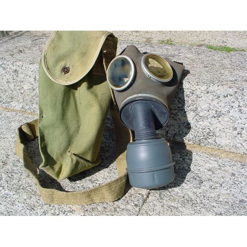 Militaria Ww2 Anp Securit Caoutchouc+ Sacoche Toile Mod 40 Bel Etat