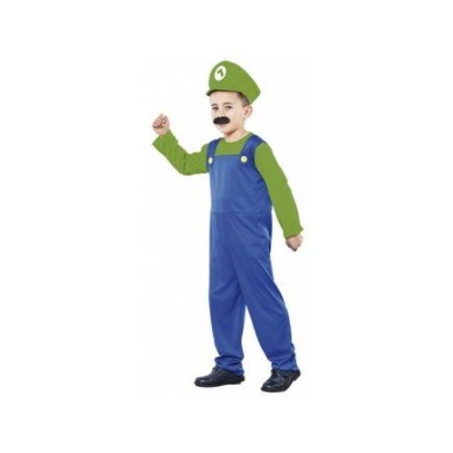 Deguisement Plombier Luigi (Combinaison + Casquette) - Taille 10-12 Ans - Costume Garcon - Enfant