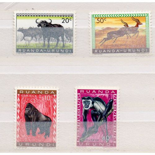 Rwanda- Burundi- Lot De 4 Timbres Neufs - Animaux Divers