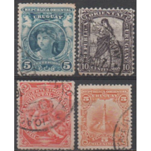 Urugay:Lot De 4 Timbres Oblitérés De 1900 À 1910.
