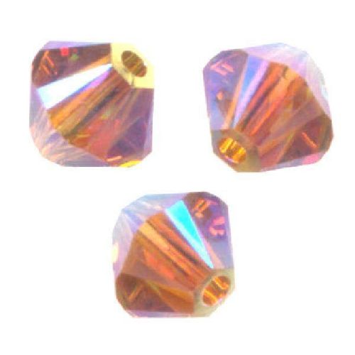 50 Perles Toupies 4mm Cristal Swarovski Topaz Ab2x