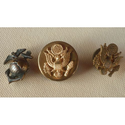 Lot De 3 Insignes Usa Dont Une Corps Des Marines Ancienne Ref M205