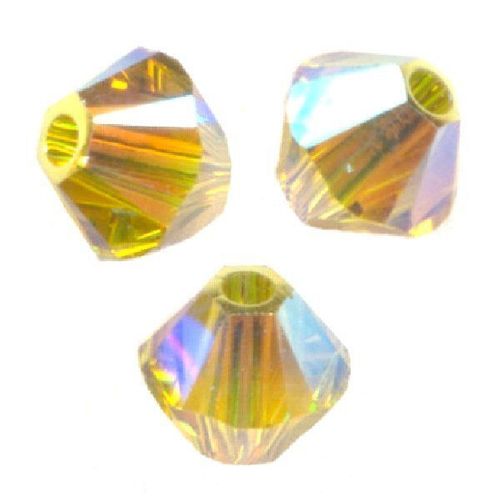 50 Perles Toupies 4mm Cristal Swarovski Lime Ab2x