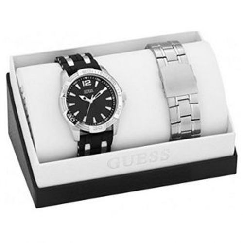 Coffret Montre Homme Guess Bracelet Caoutchouc & Acier