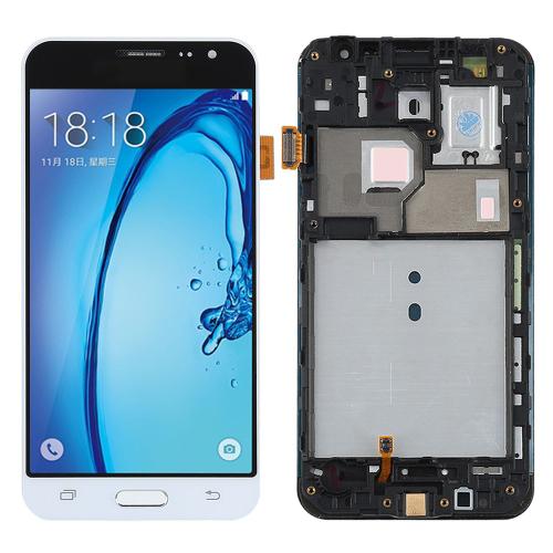 Écran Lcd Vitre Tactile Sur Chassis Pré-Monté Avec Bouton Pour Samsung Galaxy J3 2016 J320f J320fn J320 Blanc