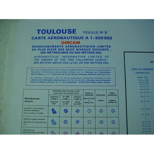 Militaria Carte Aeronautique Militaire Obsolete Toulouse 1:500000