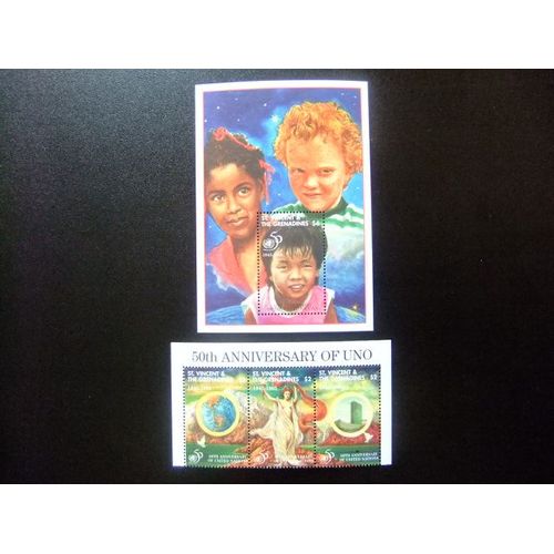St. Vincent The Grenadines 1995 50 º Aniversario De Naciones Unidas Yvert 2418 / 20 + Bloc 289 ** Mnh