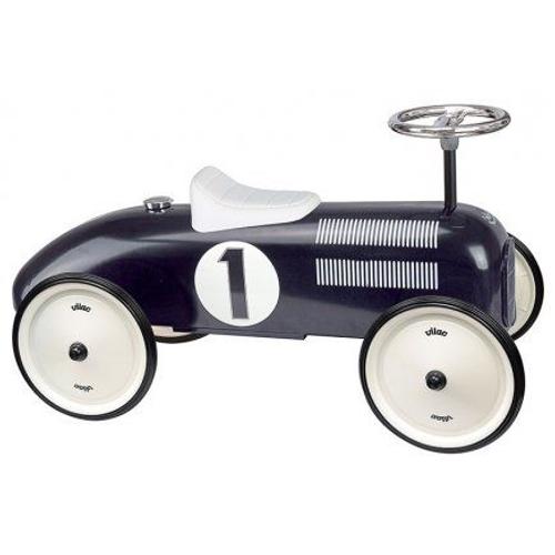 Porteur Voiture De Course Metal, Noir - Vehicule Racer Retro, Vintage - Motricite - Bebe, Enfant 18-36 Mois - Set Auto + Carte