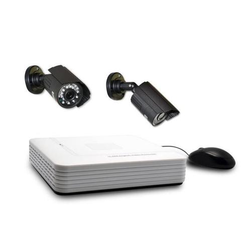 EXTEL Kit de surveillance IP avec 2 cameras exterieur et interieur IP66 O Vision +