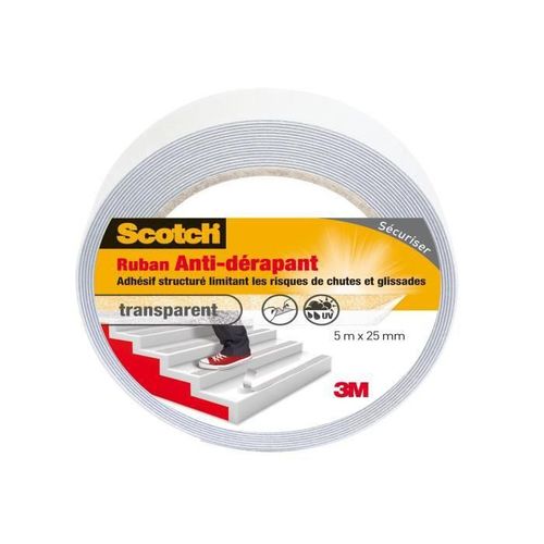 3M SCOTCH Ruban antiderapant - 5 m x 25 mm - Transparent