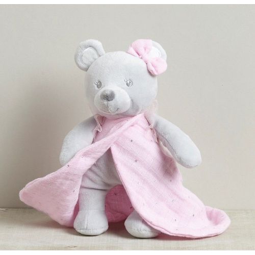 Doudou Souris Grise Cyrillus Robe Coton Rose Etoiles Peluche Fee Magicienne Comforter Blankie Baby Grey Mouse Pink