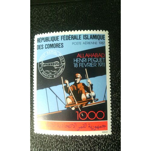 Timbre Comores ( Yt Pa 250 ) 1987 Journée De L'aviation Allahabad