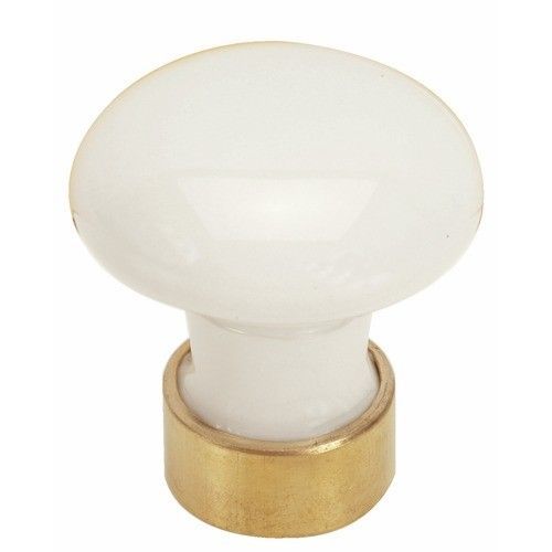 Boutons de meuble en porcelaine blanc-laiton-diamètre 35mm MÉRIGOUS