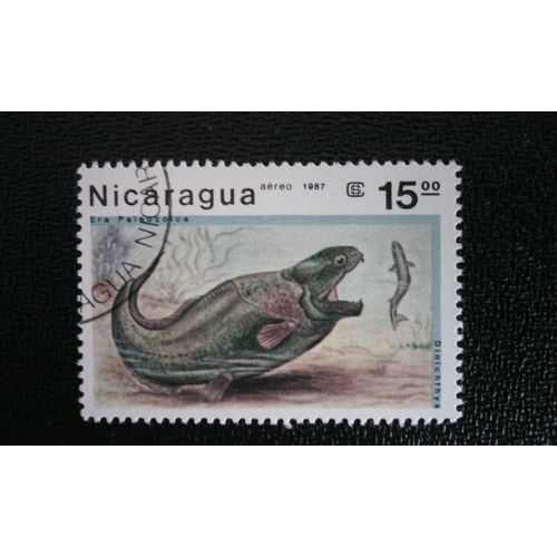 Timbre Nicaragua ( Yt Pa 1192 ) 1987 Préhistorique Dinichthys