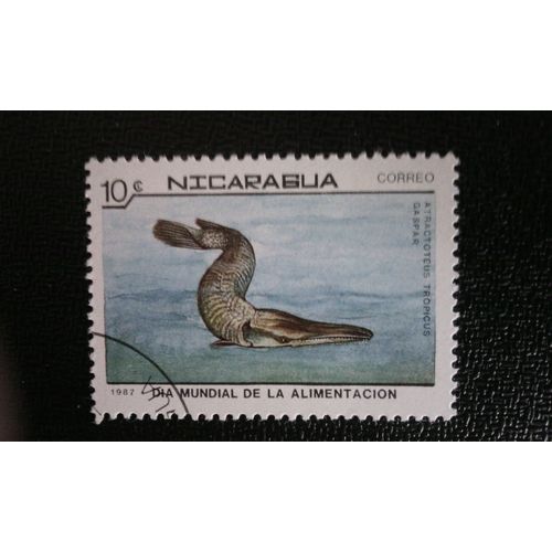 Timbre Nicaragua ( Yt 1476 ) 1987 Loup Tropical (Atractosteus Tropicus)