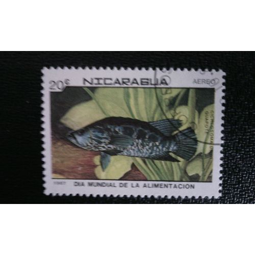 Timbre Nicaragua ( Yt Pa 1207 ) 1987 Cichlidé (Cichlasoma Dowi)