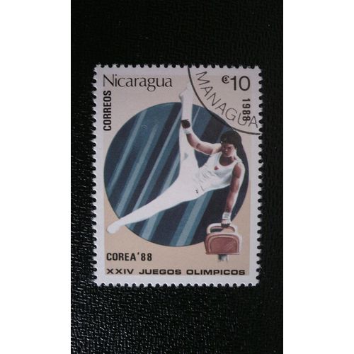 Timbre Nicaragua ( Yt 1494 ) 1988 Gymnastique Jeux Olympiques De Séoul 1988 -