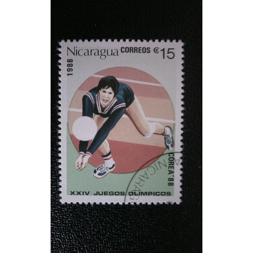 Timbre Nicaragua ( Yt 1495 ) 1988 Volleyball Jeux Olympiques De Séoul 1988 -