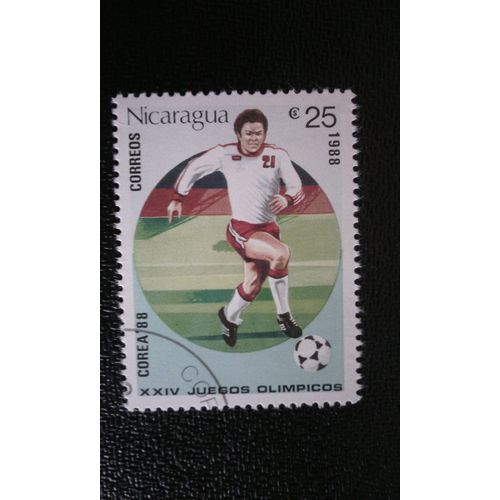 Timbre Nicaragua ( Yt 1497 ) 1988 Soccer Jeux Olympiques De Séoul 1988 -
