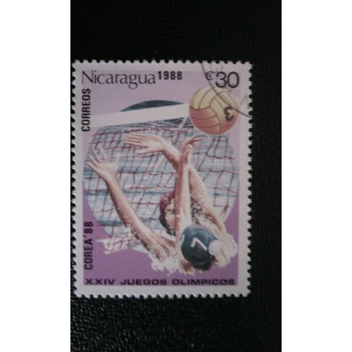Timbre Nicaragua ( Yt 1498 ) 1988 Water-Polo Jeux Olympiques De Séoul 1988 -