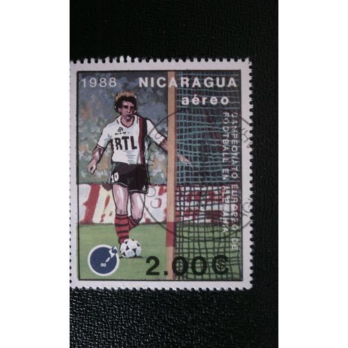 Timbre Nicaragua ( Yt Pa 1225 ) 1988 Championnat D'europe De Football
