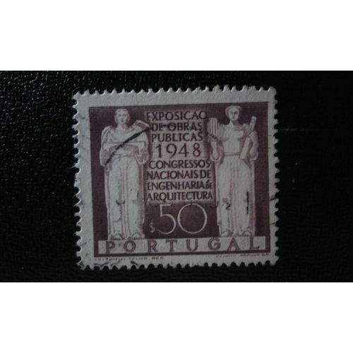 Timbre Portugal ( Yt 706 ) 1948 Allégorie Architecture Et Ingénierie