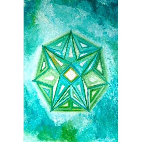 Peintre: Rose Mélicher. "Etoile Turquoise À Sept Branches" Huile Sur Toile En Relief Et Vernie. Radionique Des Formes Et Couleurs. Correspondances Zodiacales Neptune/Poisson.