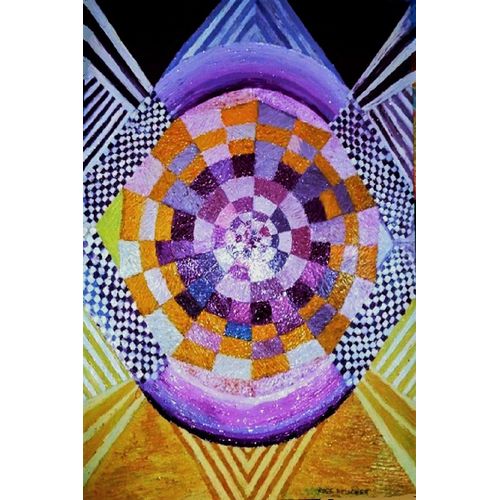 Peintre: Rose Mélicher. " Soleil Du Nord" 2015 Huile Sur Toile En Relief Et Vernie. Radionique Des Formes Et Couleurs. Correspondances Zodiacales Soleil/Lion-Jupiter/Sagitaire