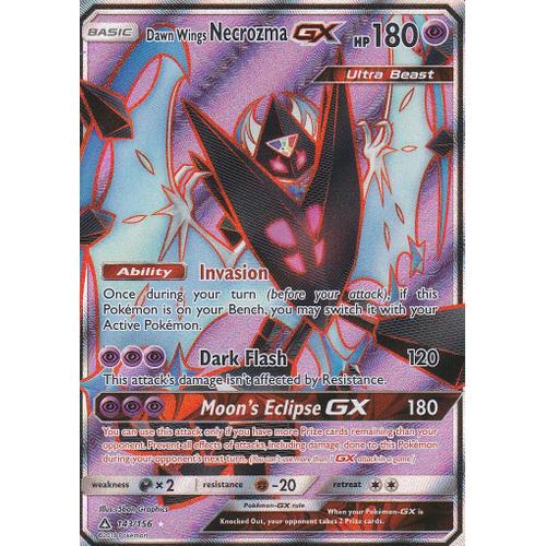 Carte Pokemon - Dawn Wings Necrozma Gx ( Necrozma Aile De L'aurore Gx ) - 143/156 - Ultra Rare En Full Art - Soleil Et Lune 5 - Version Anglaise -