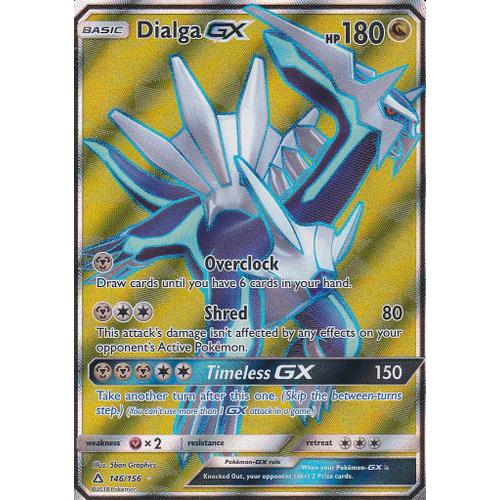 Carte Pokemon - Dialga Gx - 146/156 - Ultra Rare En Full Art - Soleil Et Lune 5 - Ultra-Prisme - Version Anglaise -
