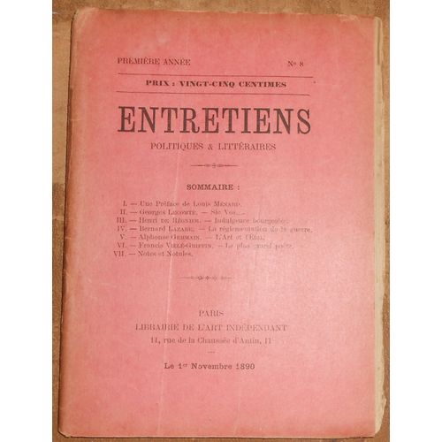Entretiens Politiques Et Littéraires N°8