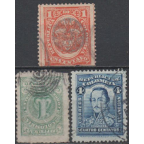 Colombie:Lot De 3 Timbres .