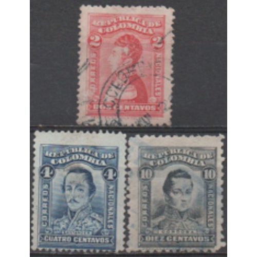 Colombie:Lot De 3 Timbres Représentant Des Célébrités.