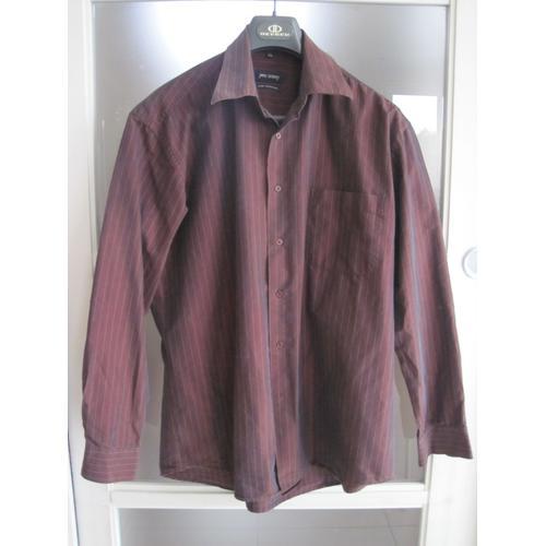 Chemise Rayée Yves Dorsey Coton M Rouge