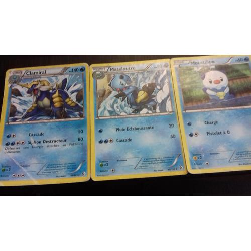 Lot Carte Pokémon - Moustillon Pv60, Mateloitre Pv90, Clamiral Pv140