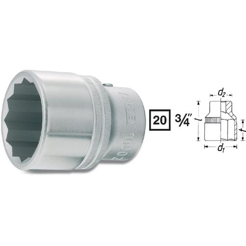 Hazet Douille à 12 pans - Carré creux 20 mm (3/4 pouce) - Profil à 12 pans extérieurs - Taille: 1.1/8 - Longueur totale: 55 mm - 1000AZ-1.1/8