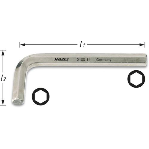 Hazet Clé mâle coudée - Profil à 6 pans intérieurs - Taille: 27 - Longueur totale: 127 mm - 2100-27