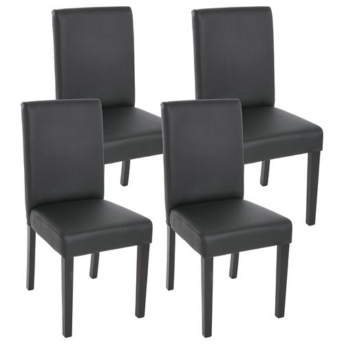 Lot De 4 Chaises De Séjour Littau   Simili-Cuir, Noir Mat, Pieds Foncés