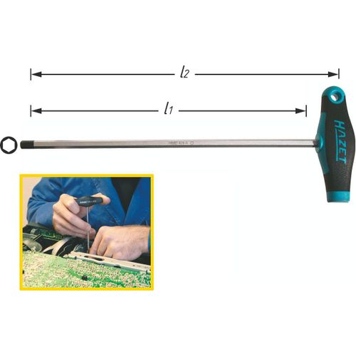 Hazet Tournevis - Profil à 6 pans intérieurs - Taille: 6 - Longueur totale: 234 mm - 828-6