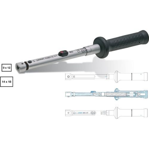 Hazet Clé dynamométrique - Tolérance: 2% - Carré femelle 14 x 18 mm - Longueur totale: 620 mm - Nm min.-max.: 60 - 320 - 6293-1CT