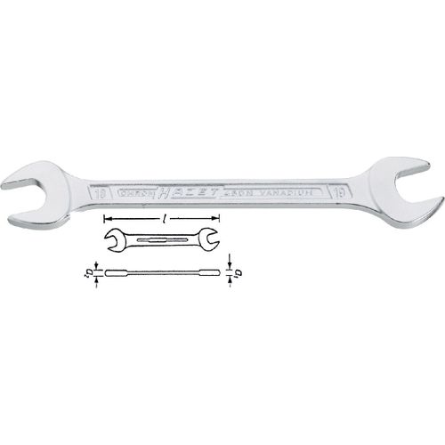Hazet Clé à fourche double - Profil à 6 pans extérieurs - Taille: 34 x 36 - Longueur totale: 343.2 mm - 450N-34X36