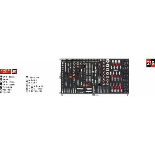 Vigor 6,3 mm = 1/4"" - 12,5 mm = 1/2"" Jeu d'outils à douilles pour 1000 XL - V4586