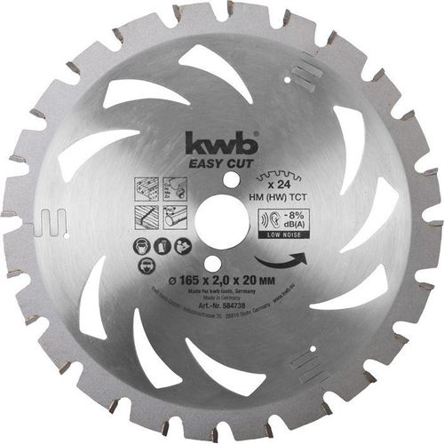 KWB Scie circulaire à coupe fine EASY CUT, en carbure, ø 165 x 20 mm - 584738