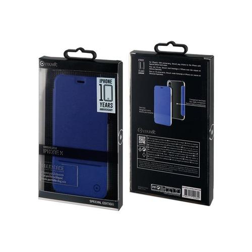 Muvit Folio Case - Special Edition - Étui À Rabat Pour Téléphone Portable - Polyuréthane - Bleu, Transparent